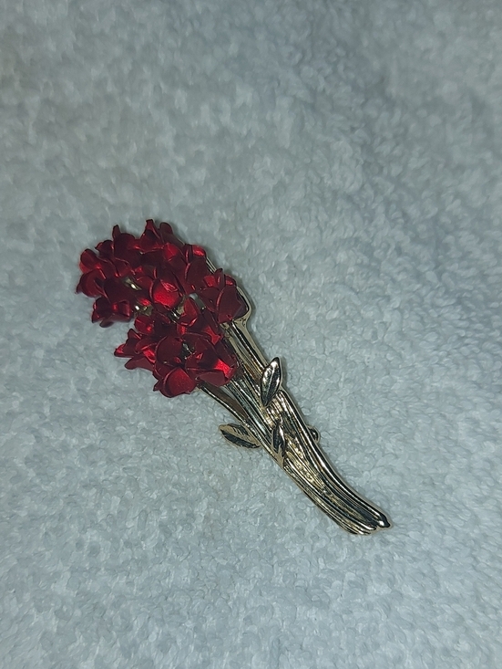 David Monn Jewelry - Gold-Tone Red Floral Bouquet Brooch - Women's Jewelry